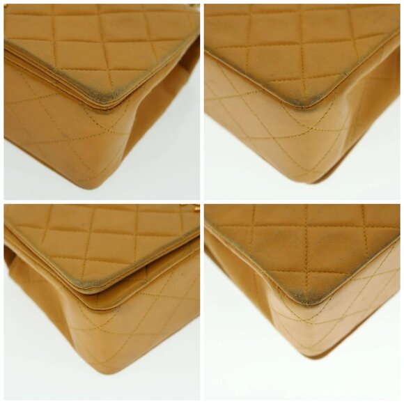 CHANEL Matelasse Turn Lock Chain Shoulder Bag Lamb Skin Orange - Picture 16 of 16